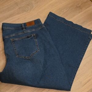 Lands' End Women's Dark Blue Wide Leg Jeans